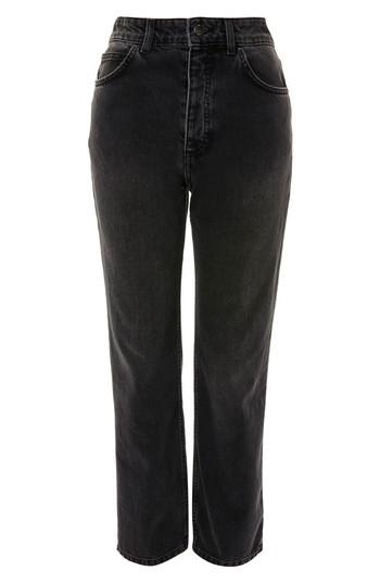 Women's Topshop Boutique Washed Black Moto Straight Leg Jeans Us (fits Like 0-2) X - Black