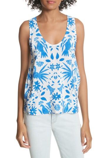 Women's Joie Devota Floral Silk Tank, Size - Blue