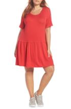 Women's Bobeau Knit Tee Dress, Size - Red