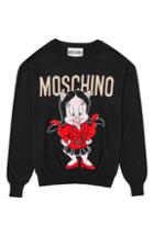 Women's Moschino Petunia Pig Wool Sweater - Black