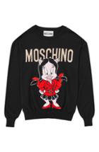 Women's Moschino Petunia Pig Wool Sweater - Black