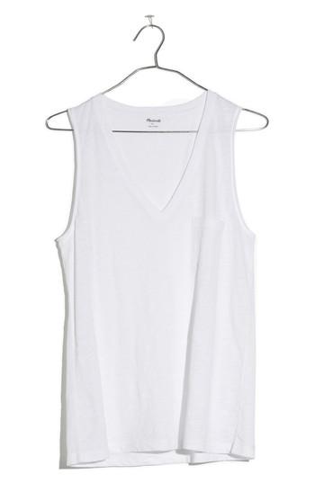 Women's Madewell Whisper Cotton V-neck Tank, Size - Brown