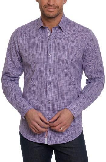 Men's Robert Graham Kinderhook Classic Fit Skull Check Sport Shirt - Purple