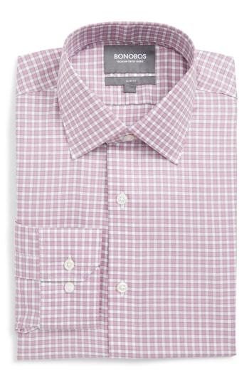 Men's Bonobos Bahen Slim Fit Check Dress Shirt .5 32 - Pink