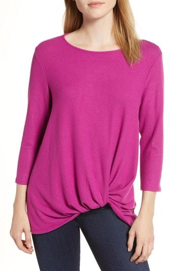 Petite Women's Gibson Cozy Twist Front Pullover, Size P - Purple