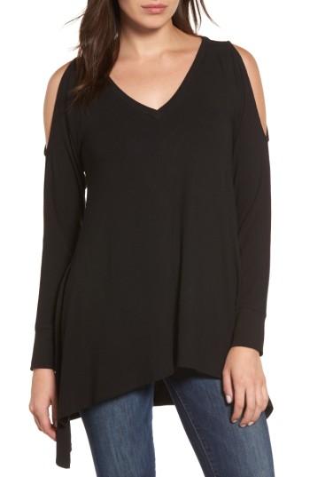 Women's Caslon Cold Shoulder Tunic, Size - Black