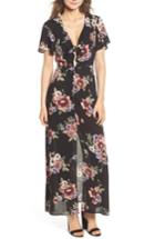 Women's Soprano Tie Front Button Down Maxi - Black