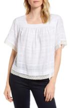 Women's Vince Camuto Square Neck Lace Trim Blouse, Size - White