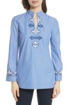 Women's Tory Burch Tory Embroidered Stripe Tunic - Blue