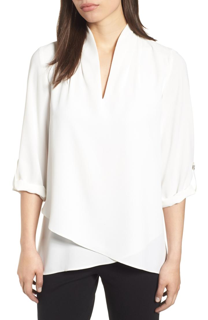 Women's Ming Wang Crossover Front Blouse