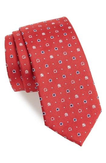 Men's Salvatore Ferragamo Foggia Print Silk Tie, Size - Red