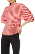 Women's Topshop Stripe Tuck Detail Top Us (fits Like 0) - Red