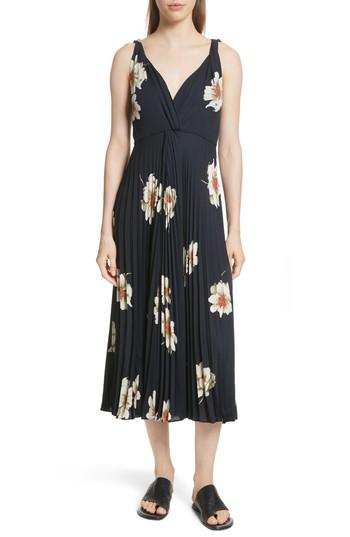 Women's Vince Gardenia Floral Midi Dress - Blue