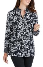 Women's Foxcroft Libby Whimsy Floral Print Top - Black