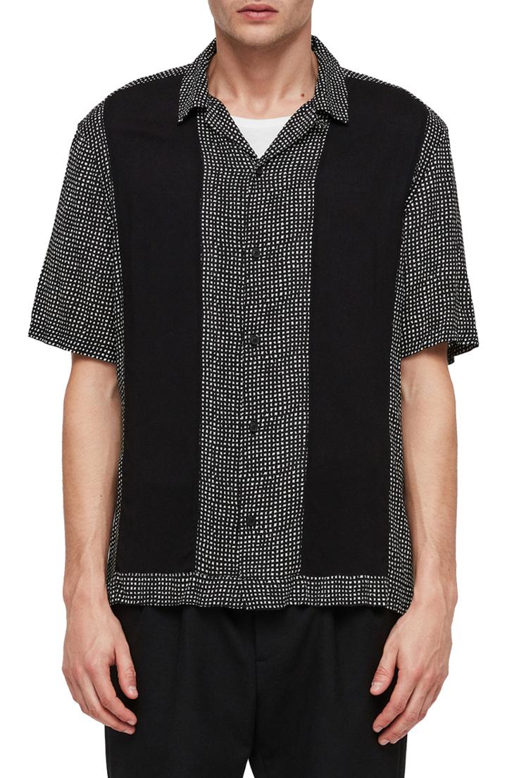 Men's Allsaints Grid Classic Camp Shirt
