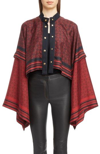 Women's Loewe Logo Print Silk Scarf Jacket -6 Us / 38 Fr - Red