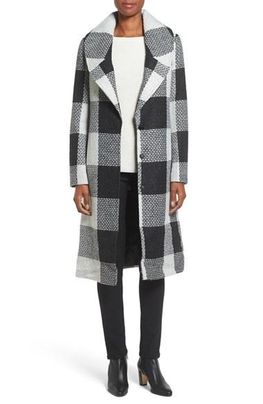 Women's Kensie Textured Plaid Long Coat