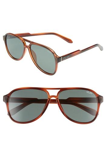 Men's Quay Australia Magnetic 55mm Anti-reflective Polarized Sunglasses - Orange Tortoise / Green Lens