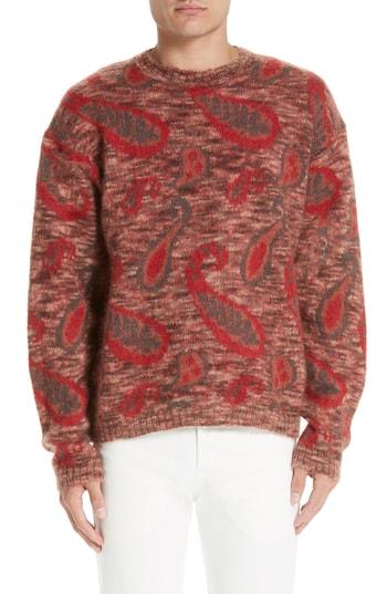 Men's Lemaire Mohair Blend Paisley Sweater - Red