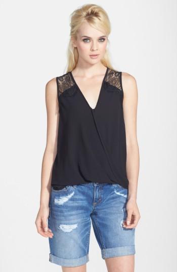 Women's Astr Lace Yoke Sleeveless Wrap Blouse