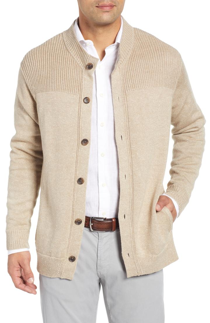 Men's Peter Millar Beech Wood Classic Fit Cardigan - Brown