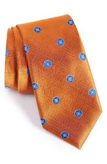 Men's Nordstrom Men's Shop Honeymoon Medallion Silk Tie, Size - Orange