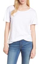 Women's Caslon Pleat Sleeve Cotton Tee - White