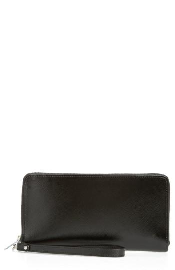 Women's Nordstrom Patent Leather Zip Around Wallet - Black