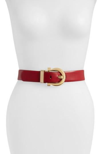 Women's Salvatore Ferragamo Ceylon Leather Belt - Rosso
