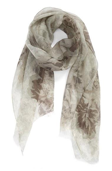 Women's Badgley Mischka 'sheer Rose' Floral Print Modal & Silk Scarf