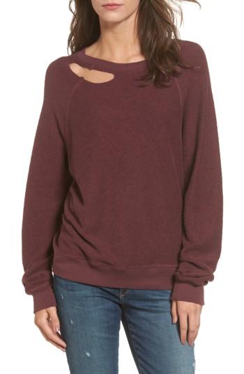 Women's N:philanthropy Holden Reverse Distressed Sweatshirt - Burgundy