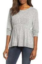 Women's Caslon Cozy Tie Waist Peplum Top - Grey