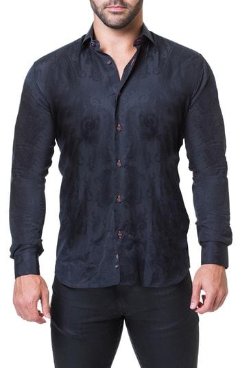 Men's Maceoo Fibonacci Trim Fit Pattern Sport Shirt (s) - Grey