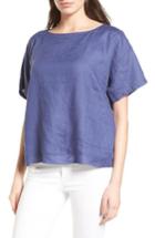 Women's Eileen Fisher Organic Linen Top, Size - Blue