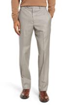 Men's John W. Nordstrom Traditional Fit Flat Front Solid Wool Trousers - Brown