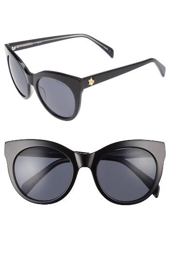 Women's Draper James 52mm Round Cat Eye Sunglasses - Black