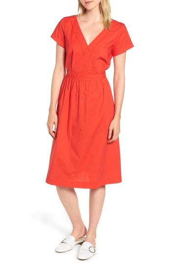 Women's J.crew Short-sleeve V-neck Midi Dress - Red