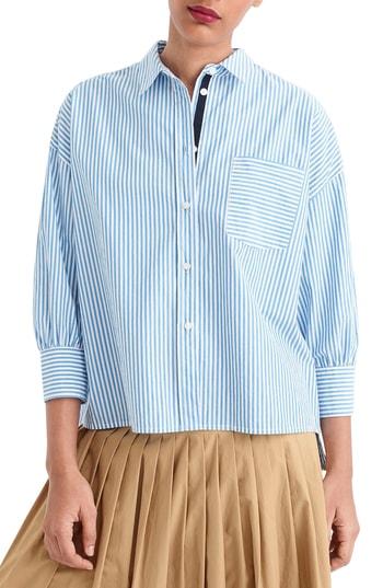 Women's J.crew Stripe Oversize Button Front Poplin Shirt