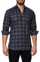 Men's Maceoo Trim Fit Grid Print Sport Shirt (s) - Black