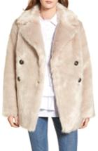 Women's Lost Ink Faux Fur Coat, Size - Ivory