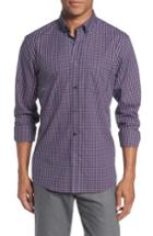 Men's Nordstrom Men's Shop Slim Fit Non-iron Mini Check Sport Shirt - Blue