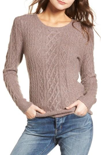 Women's Treasure & Bond Compact Cable Sweater - Brown