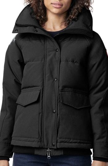 Women's Canada Goose Deep Cove Arctic Tech Water Resistant 625 Fill Power Down Bomber Jacket, Size - Black