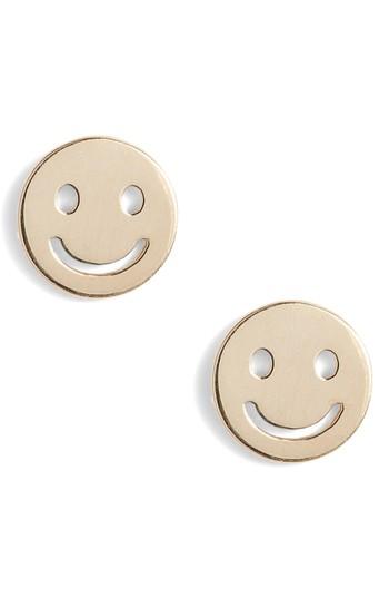 Women's Poppy Finch Smiley Face Stud Earrings