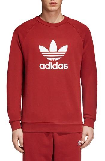 Men's Adidas Trefoil Crewneck Sweatshirt - Red