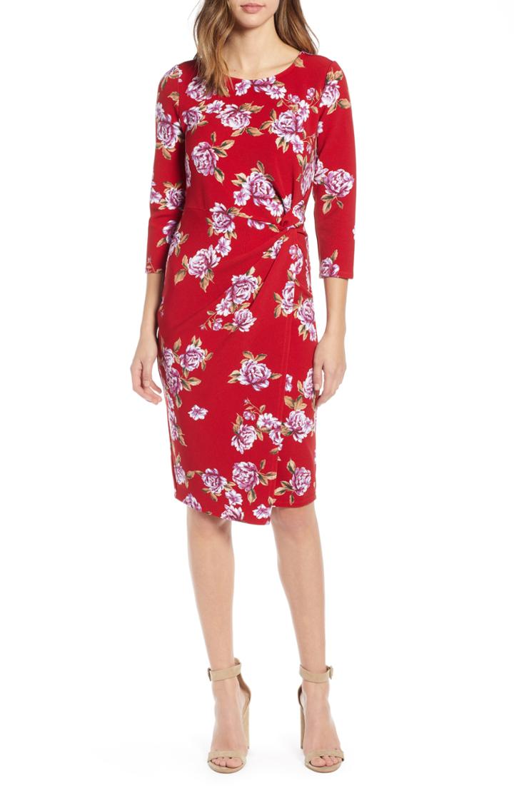 Women's Socialite Side Twist Dress - Red