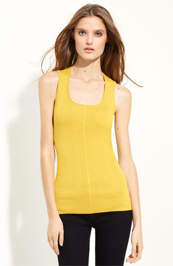 Burberry London Mulberry Silk Knit Top Gorse Yellow X-Large