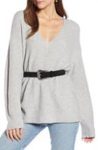 Women's Something Navy V-neck Sweater, Size - Grey