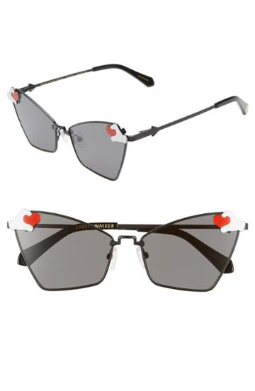 Women's Karen Walker X Disney Mickey Mouse Heart Hands 58mm Cat Eye Sunglasses - Black