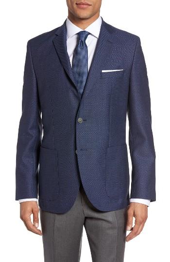 Men's Boss Janson Trim Fit Textured Wool Sport Coat R - Blue